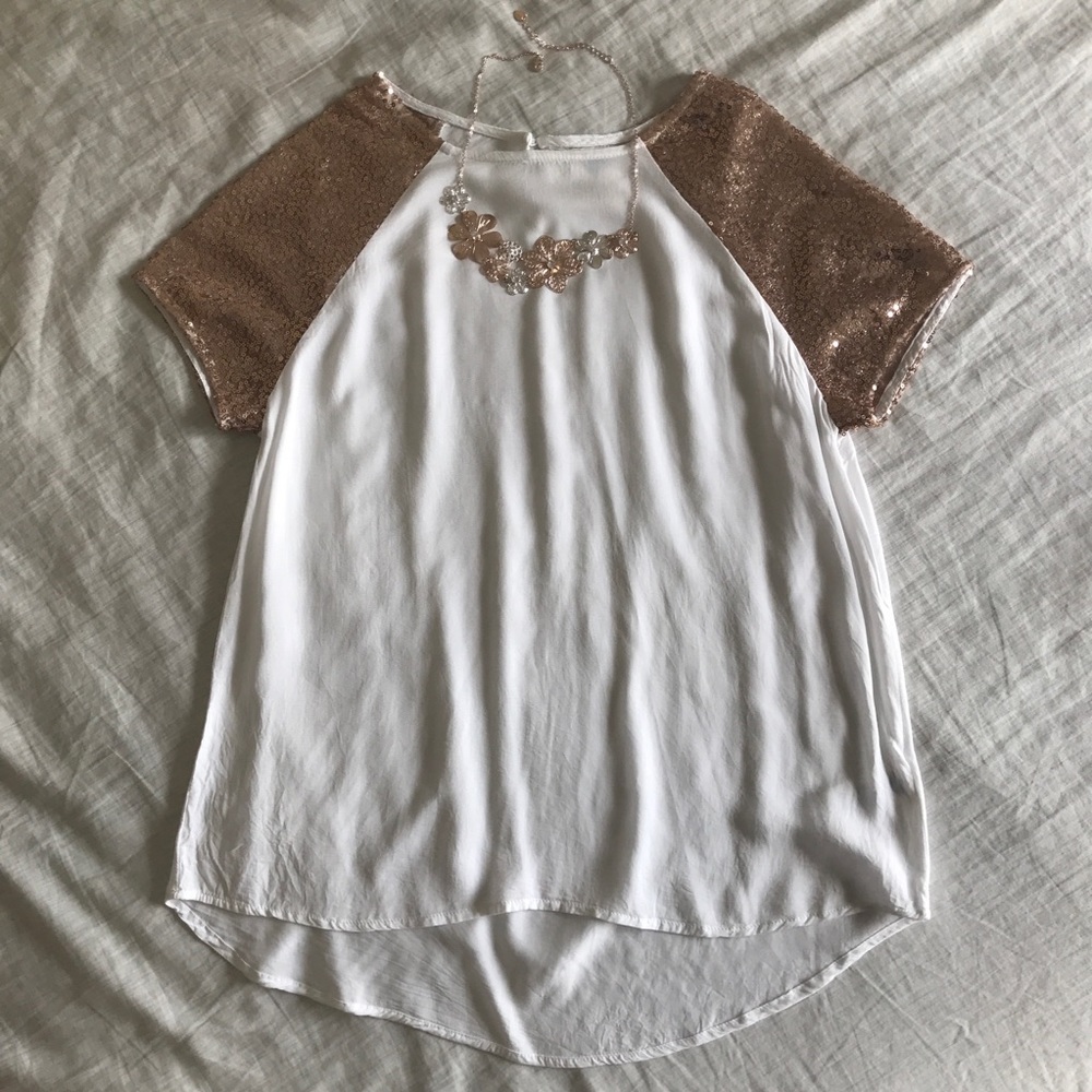 White and Gold Dress Top